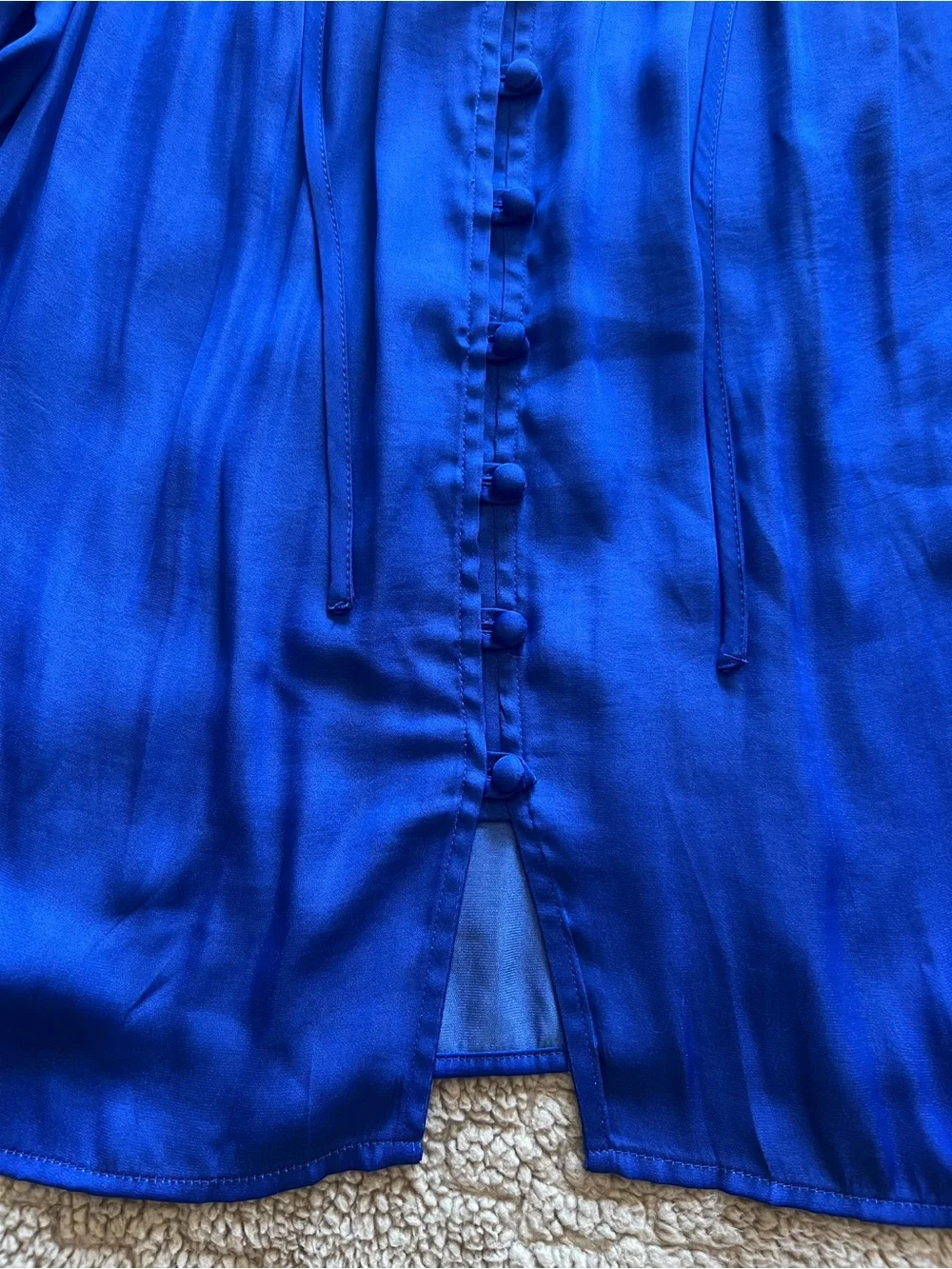 LOFT Royal Blue Ruffle-Trim Button Front Blouse - Picture 5 of 5